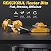REKCKRUL Professional 3 PCS 45 Degree Lock Miter Router Bit Set - Carbide Tipped, 1/4