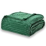 SOCHOW Fleece Blanket Throw Size, Lightweight Super Soft Cozy Stripe Plush Blanket for Bed Couch Sofa, Green