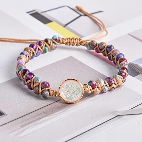 Image of YGLINE Stone Bead Yoga Meditation Bracelet Healing Crystal Double Layer Natural Gemstone Beaded Relax Anxiety Bracelets for Women Men