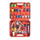 PB Motor Tech 28pcs 冷却剤の真空の結め換え品のキット、23 のラジエーターのアダプター、ラジエーターの冷却装置圧力テスターのキット、容易な真空のパージ及び結め換えのための冷却剤圧力テスター用具のキットと