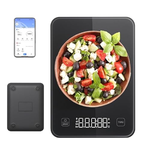 Vintara Küchenwaage Mit App Smart Scale Und Kalorienzähler – Präzise Digitale Waage Für Ernährung, Diät Und Portionskontrolle, Holen sie Sich schnell Ihren Traumkörper (Schwarz)