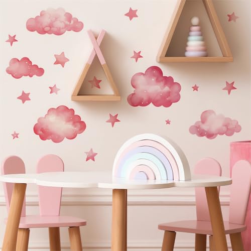 2 Láminas Vinilos Decorativos Nubes y Estrellas Rosas miniatura 6