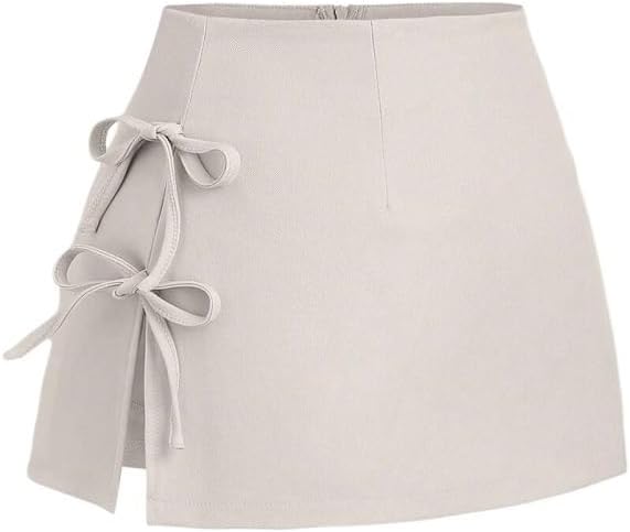 Women's A-Line Mini Skort with Bowknot Lace-Up Casual Skirt for Spring/Summer