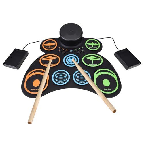 Batterie en silicone Irfora 9 pads avec haut-parleur pour débutants et batteurs