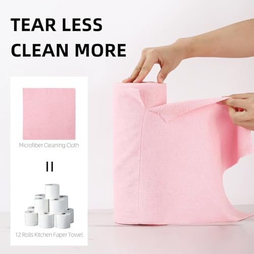 Image of Microfiber Cleaning Cloth Roll 25x25CM - Reusable Tear-Away Towels Washable Super Absorbent Lint Free Cleaning Rags for Kitchen, Car, Garage and Home (Multicolor 2 Roll, 20 Pack)