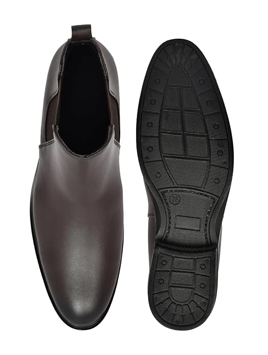Image of Men's Premium Synthetic Leather Slip-On Formal Shoes for Men | Classic Ankle Boots with Anti-Slip Sole | Office, Party & Casual Wear