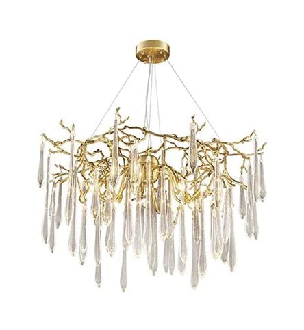 Kolloee Modern Lighting Large Branches Artistic Chandeliers Colorful Glaze Chandelier Light Hotel Copper(Dia80 x H65cm,Cold White)