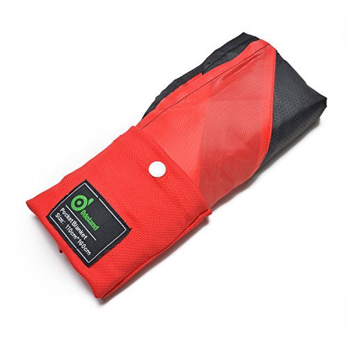 Odoland Picnic Blanket Compact Pocket Waterproof Lightweight Blanket Mat Perfect for Outdoor Camping Hiking Festival Travel Park Beach,100% Nylon (Red（44 * 63inch）)
