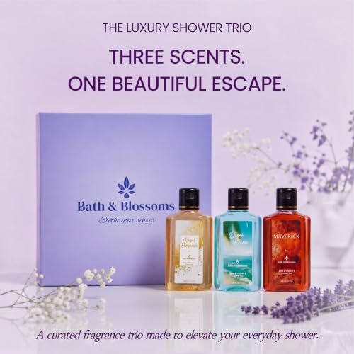 Image of Bath & Blossoms The Complete Trio Set | All Three Signature Shower Gels | Ocean Breeze . Regal Elegance . Maverick | 3 x 100 ml | Aloe Vera & Vitamin E | Vegan & Paraben Free | Premium Body Care