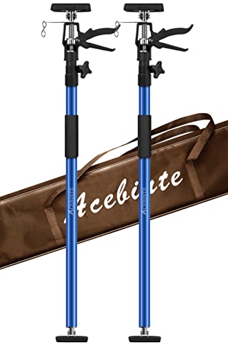 2PK Support Pole Steel Telescopic Quick Adjustable 3rd Hand Support System Support Rod Supports up to 154 lbs Construction Rods for Cabinet Jacks Cargo Bars Drywalls Extends from 50 Inch to 118 Inch