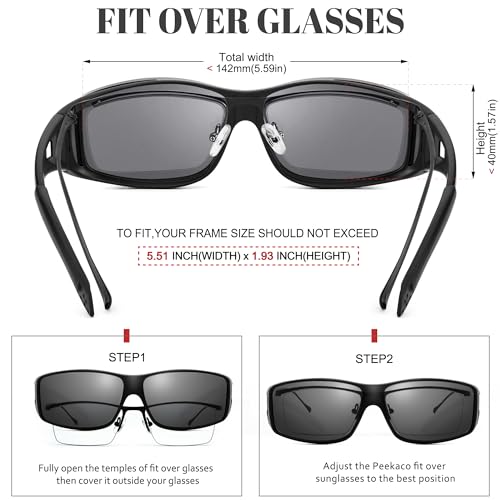 Image of Polarized Sunglasses Fit Over Glasses for Men Women | Wrap Around Sun Glasses for Driving Fishing UV400 Protection