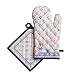 Maison d' Hermine Faïence 100% Cotton Set of Oven Mitt (7.5 Inch by 13 Inch) and Pot Holder (8 Inch by 8 Inch)