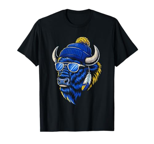 Cool Buffalo Wearing a Beanie and Sunglasses for Men Women T-Shirt
