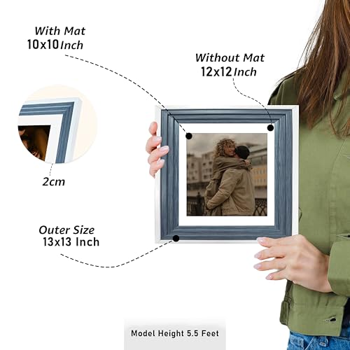 Image of Art Street Luxury Photo Frame for living room, Modern Step Design Photo Frames for Photograph, Art Work, Kids Room Set of 9 (12x12 Inch, Blue)