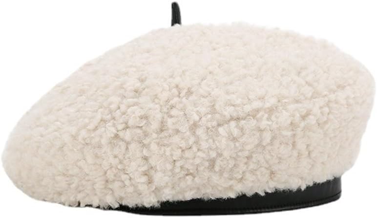 HBJWOV Soft Beret Woman Korean Version Japanese Painter Hat Woman Casual Shopping Warm(Black)