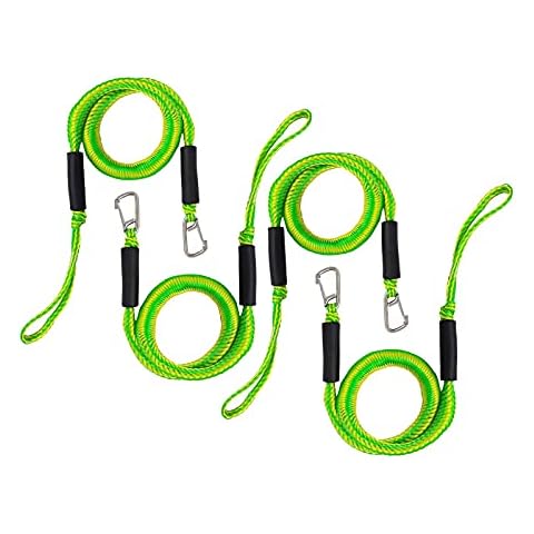 KEBEIXUAN 4 Pcs Dock Line With Hooks 4 Feet (about 1.4 meters) Elastic Rope Elastic butt Rope Mooring Rope, Suitable for Jet Boats, kayaks, pontoons (4 feet-5.5 feet)(Green) Cover