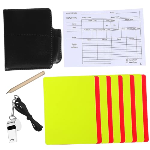 VICASKY 1Set Soccer Referee Kit Cards Cards Durable Whistle Scorebook with Pencil Portable Case Essential Tools for Sports Games Training Sessions