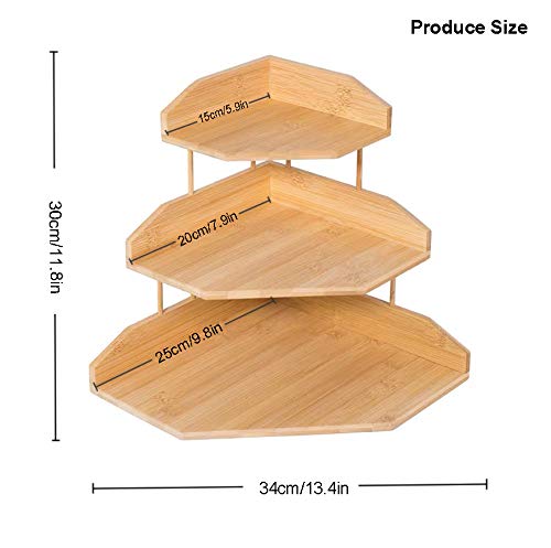 Bamboo Spice Rack Corner Shelves-3 Tier Standing Pantry Shelf For Kitchen Counter Storage,Bathroom Countertop Storage Organizer-Irregular Pattern Desk Bookshelf #TOP3