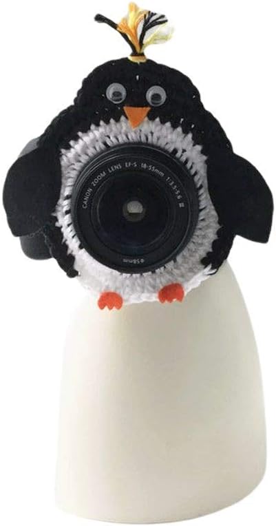 Hand-crocheted Penguin Camera Buddy, Penguin Shutter Hugger