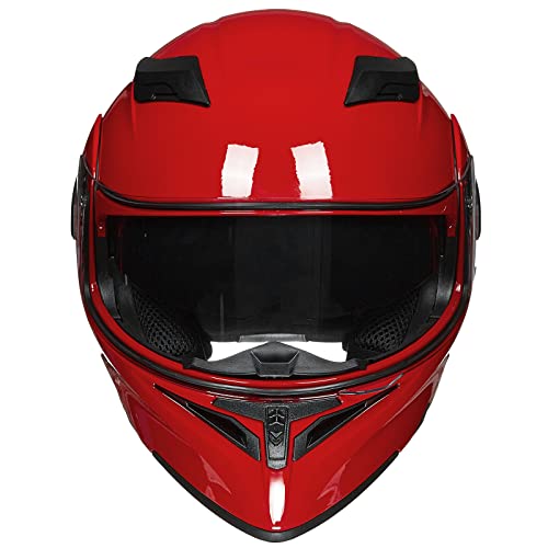 Ilm Motorcycle Dual Visor Flip Up Modular Full Face Helmet Dot 6 Colors Model 902 (S, Bright Red) #TOP7