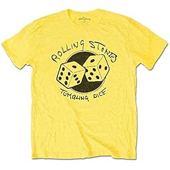 Rolling Stones The T Shirt Tumbling Dice Band Logo Nouveau Officiel Jaune - Les Beatles, Paul McCartney, John Lennon, RIngo Starr, George Harrison