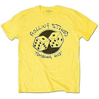 Rolling Stones The T Shirt Tumbling Dice Band Logo Nouveau Officiel Jaune - Les Beatles, Paul McCartney, John Lennon, RIngo Starr, George Harrison