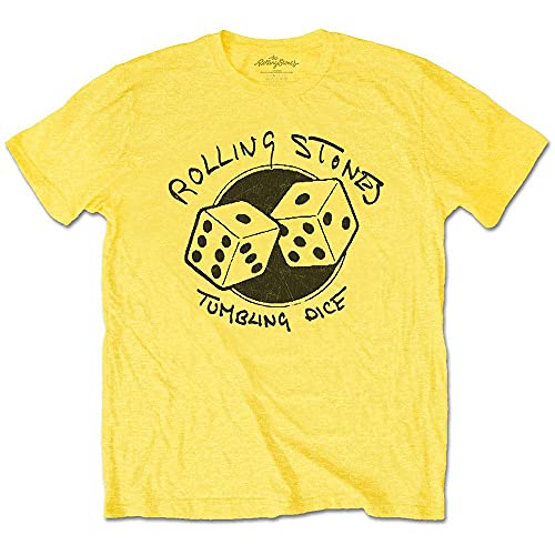 Rolling Stones The T Shirt Tumbling Dice Band Logo Nouveau Officiel Jaune - Les Beatles, Paul McCartney, John Lennon, RIngo Starr, George Harrison Rolling Stones The T Shirt Tumbling Dice Band Logo Nouveau Officiel Jaune