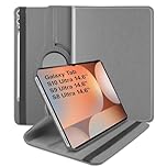 World biz Case Fits Samsung Galaxy Tab S10 Ultra 2024/ Tab S9 Ultra 2023 14.6-Inch Tablet, 360 Degree Rotation Protective Stand Leather Cover, Auto Wake/Sleep Tab S10 Ultra 14.6'' (Grey)