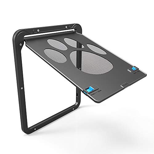 Jethrora Porta de tela para animais de estimação com aba magnética, porta preta trancável automática