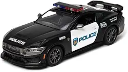 KiNSMART 2024 Ford Mustang Dark Horse Police Edition 5' 1:38 Scale Die Cast Metal Model Car w/Pullback Action