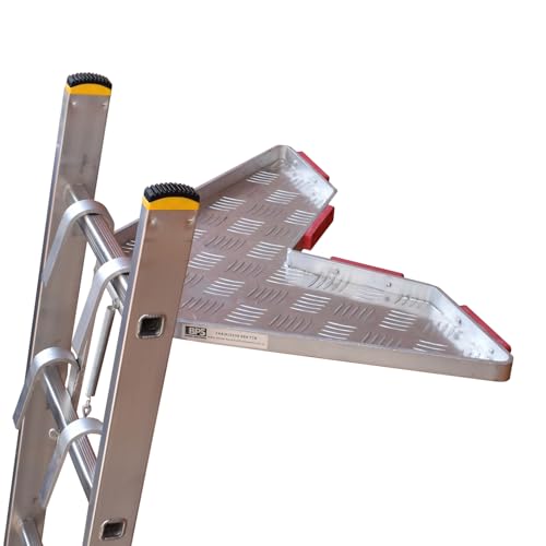 Image of BPS® Complete Ladder Stand Off | V-Shaped Universal Ladder Standoff with Tray | Downpipe Ladder Accessory | Aluminum Stabiliser Rubber Bumper | Heavy Duty Aluminium