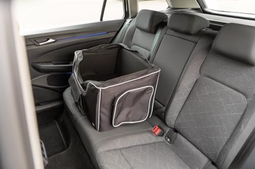 TRIXIE Autositz Midi für Hunde in schwarz – komfortabler und sicherer Hundesitz – zusammenklappbar & mit praktischen Außentaschen – 13173