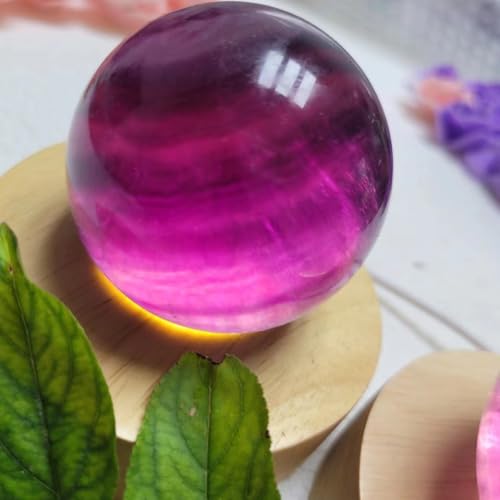 Rainbow Fluorite Yellow Calcite Quartz Sphere White Crystal Ball Ornament,Purple,40~45mm