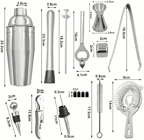 AYAOQIANG Cocktail Mixing Set,Cocktail Shaker Set for Bartender,750ml Stainless Steel Bar Tool Kit with Bamboo Display Stand,Kitchen and Bar Cocktail Making Set