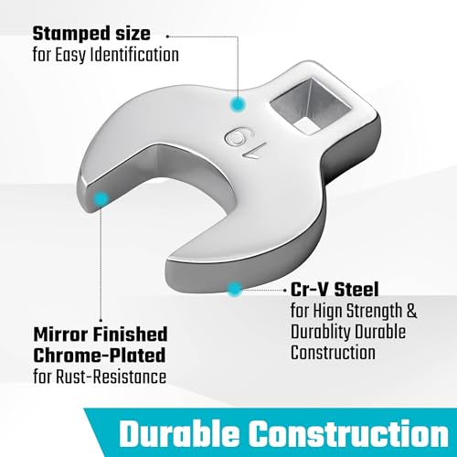 DURATECH 10 Piece 3/8" Drive Crowfoot Spanner Set, Open End Crowfoot Wrench Set, Metric Sizes 10-19mm, Cr-V Steel, with EVA Foam Tool Organizer - Image 3
