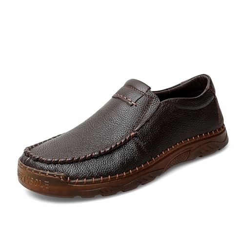 Dress Shoes for Men Genuine Leather Men's Slip-On Dress Shoes Business Casual Classic Moccasins Breathable Soft Flats for Men