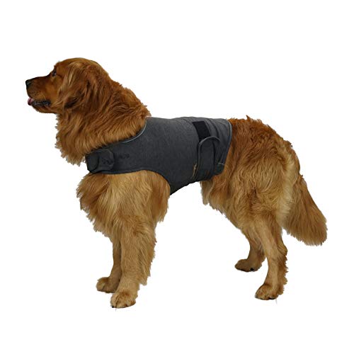 Image of Comfort Dog Anxiety Relief Coat, Dog Anxiety Calming Vest Wrap for Thunderstorm,Travel,4th of July Fireworks,Vet Visits,Separation Anxiety Relief for Dogs (L,Grey)