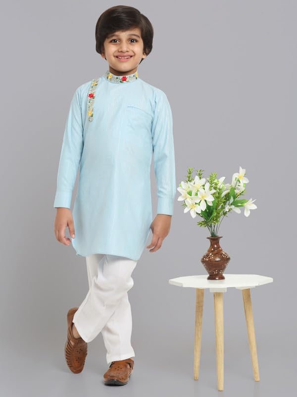 Image of Traditional Ethnic Wear Cotton Kurta Pyjama Set For Kids & Boys