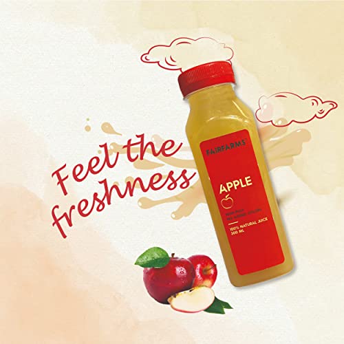 Image of Fairfarms Apple juice |No artificial colour| Enriched with Apple fruit pulp - Fresh and Refreshing | FarmFresh (Pack of 9 X 300ml)