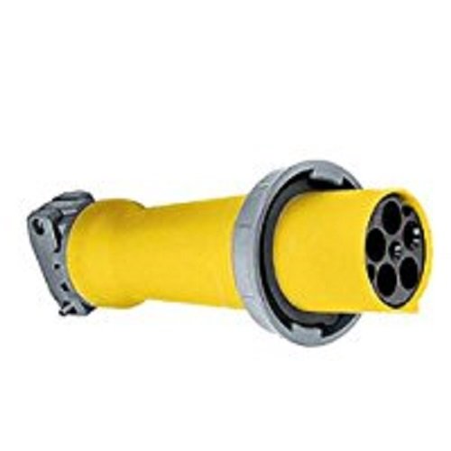 Hubbell Wiring Systems M5100C9R Ship-to-Shore Zytel Super Tough Nylon Watertight Connector Body, 4 Pole, 5 Wire, 100 Amps, 120/208V AC, 3 Phase, 1-1.94" Cord Grip Range, Yellow