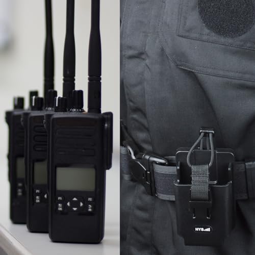 HYS Tactical Handheld Two Way Radio Holster - Portable Radio Case (TPU) with Belt Clip & MOLLE Attachment for Belt, Vest, or Pack, for Walkie-Talkie, Security, EMS, Law Enforcement Duty Gear