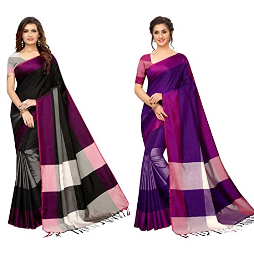 Image of VJ Fashion Women Cotton Silk Saree With Blouse Piece freesize