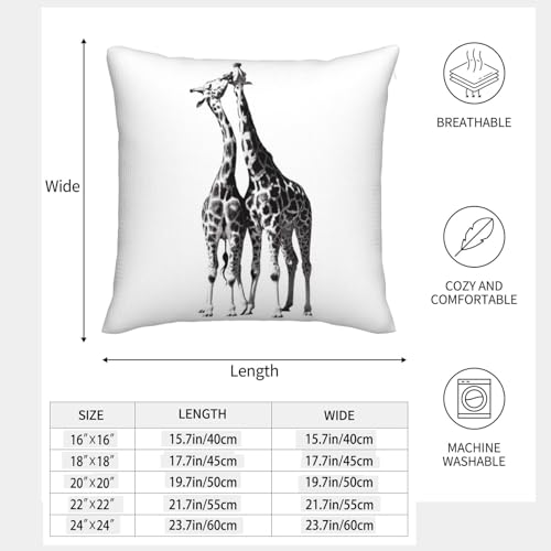 Housses de coussin girafe aspect lin texturé avec zip invisible