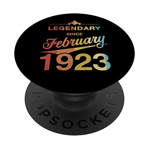100 cumpleaños Nacido en Febrero de 1923 Vintage 100 años PopSockets PopGrip Intercambiable