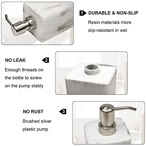 Suanti TJHRH White Marble Style Hand Soap Dispenser, Refillable Liquid Decorative Soap Dispenser For Bathroom Countertop And Kitchen thumb #3