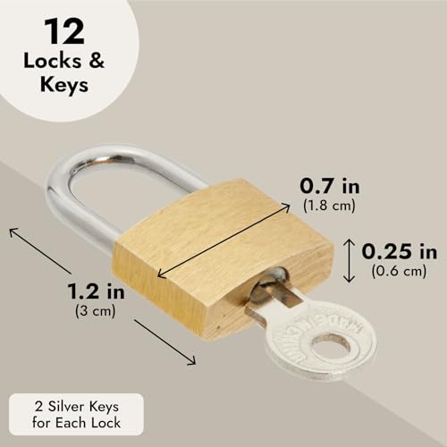 Juvale 12 Pack 1.2-inch Small Luggage Locks with Keys - Mini Padlocks for Locker, Suitcase and Gym - Locks for Luggage - Image 4