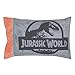 NoJo Universal Jurassic World Into The Wild Grey, White, Orange and Aqua T. Rex 4 Piece Toddler Bed Set - Comforter, Fitted Bottom Sheet, Flat Top Sheet and Reversible Pillowcase