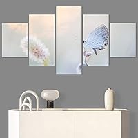 SIGNWIN 5 Panel Canvas Wall Art Birds Butterfly Closeup Colorful Contemporary Home Office Modern Art Multicolor Photography for Home Decorations Ready to Hang - 60