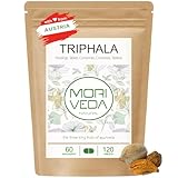 MoriVeda Triphala compresse 1000 mg, 120 compresse, miscela ayurvedica di tre frutti con Amla, Haritaki e Bibhitaki, integratore alimentare vegetale e vegano