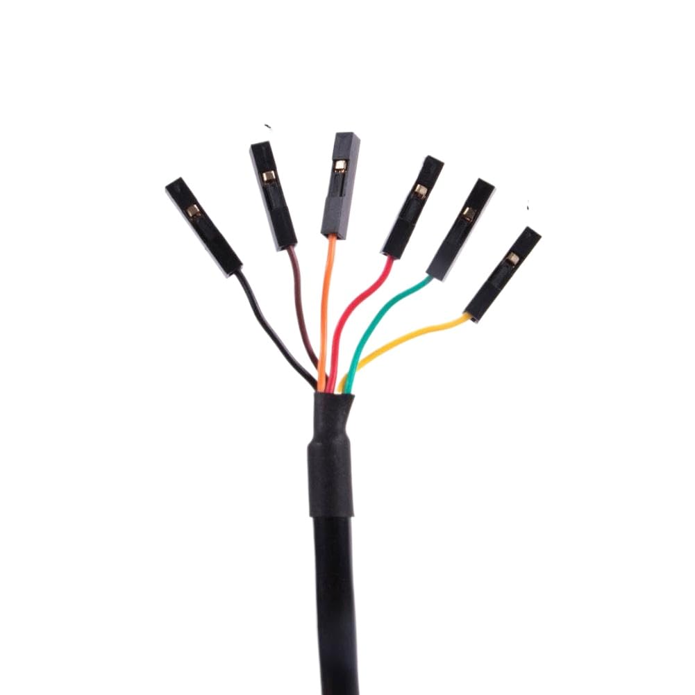 Adaptador de Puerto Serie USB a RS232, 6 Pines, 2,54mm, Chip FTDI, Pinout TX GND VCC CTS RTS, Compatible con Linux